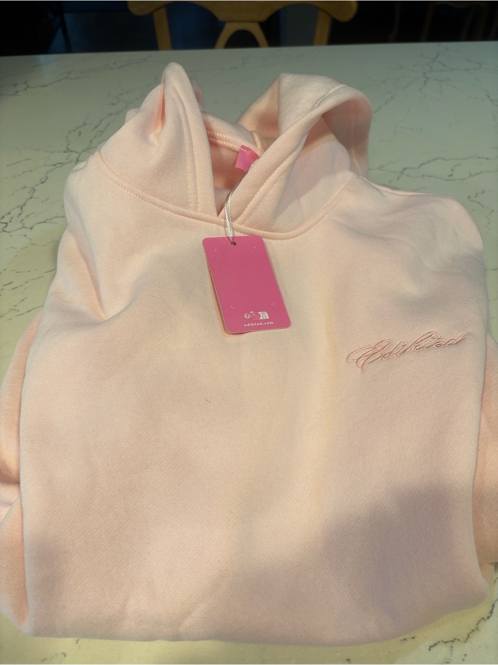 Edikted Light Pink Cozy Pullover Hoodie Size S NWT